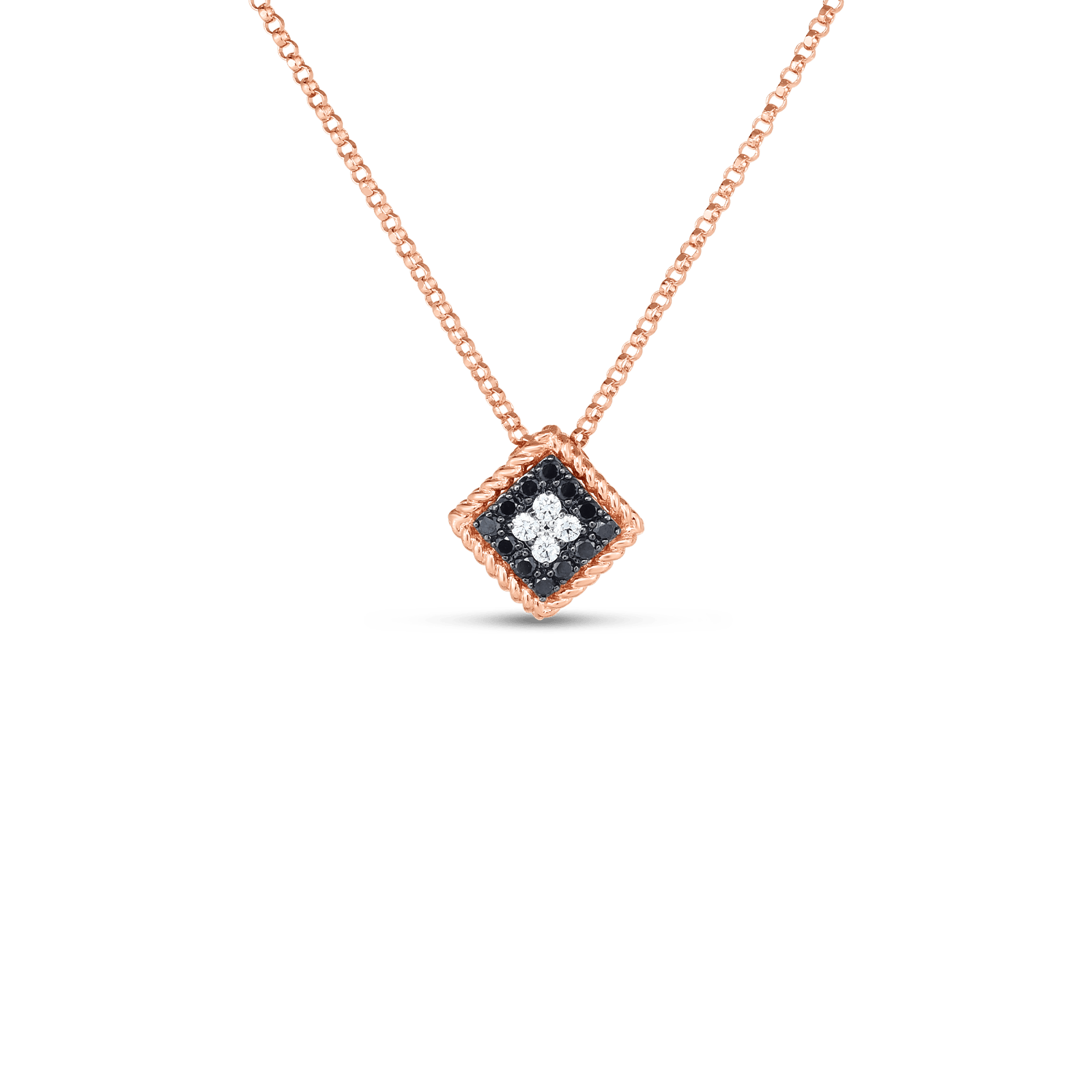 Rose Gold Palazzo Ducale Black and White Diamond Small Pendant