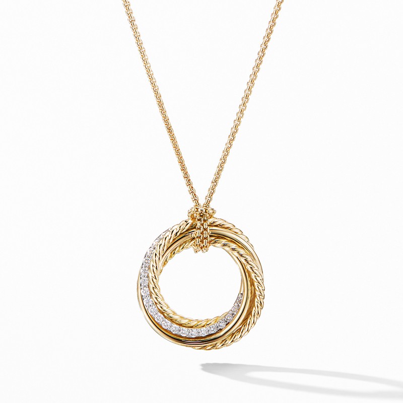Crossover Pendant Necklace in 18K Yellow Gold with Diamonds