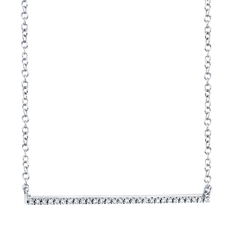 White Gold and Diamond Bar Necklace
