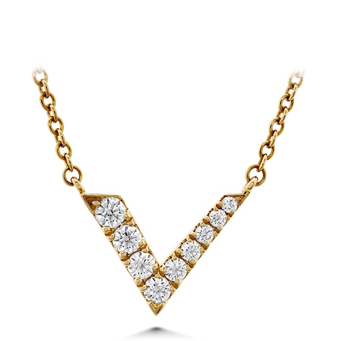 18k Yellow Gold Charmed V Diamond Necklace