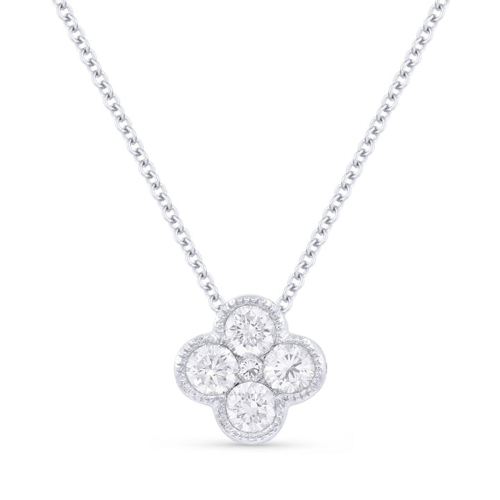 14k White Gold XS Clover Diamond Necklace