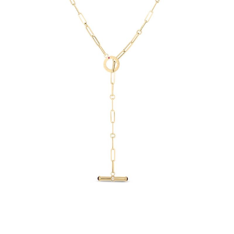 18k Yellow Gold Oro Classic Diamond Paperclip Necklace