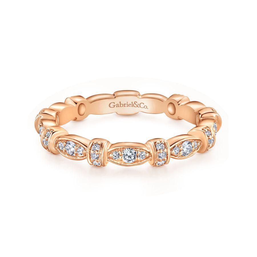 14K Rose Gold Geometric Stackable Diamond Ring