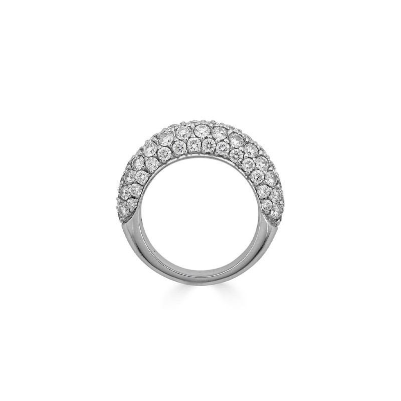 18K White Gold Diamond Small Dome Ring