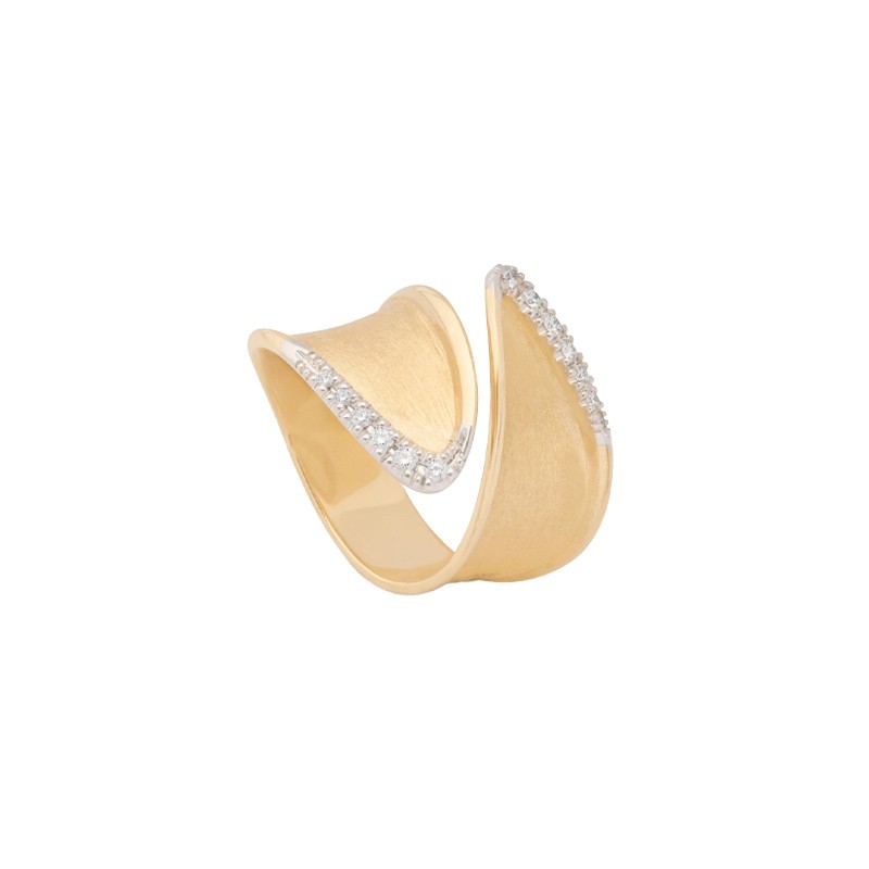 18K Two-Tone Gold Lunaria Twist Ring