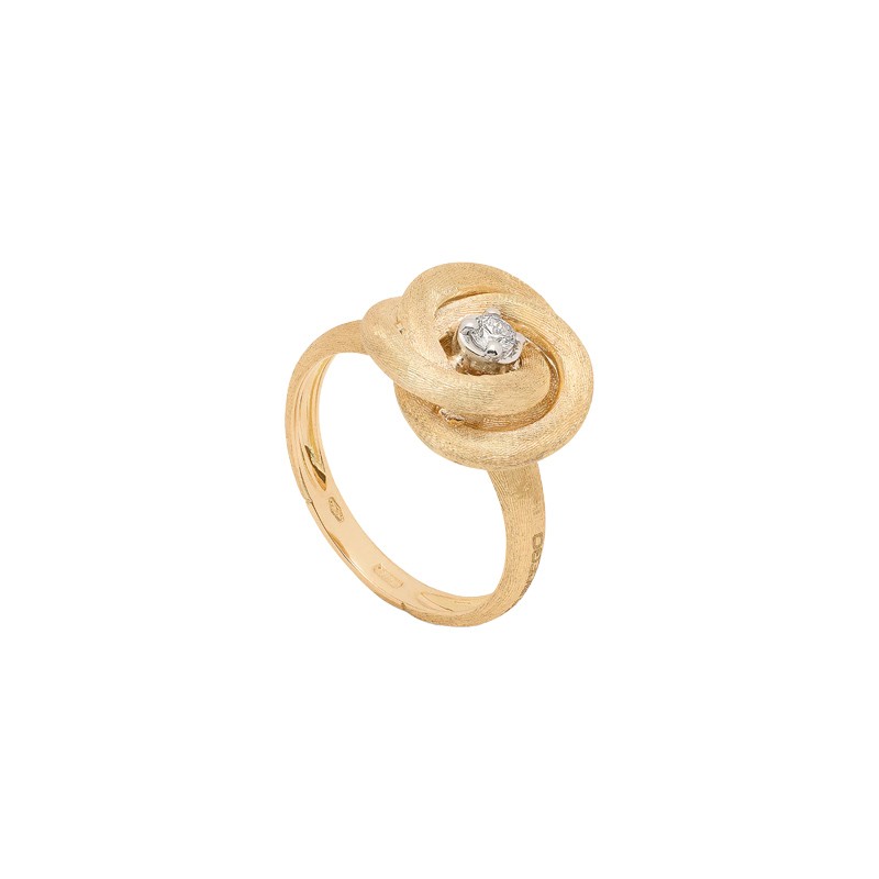 18K Yellow Gold Stackable Floral Ring with Diamond Center