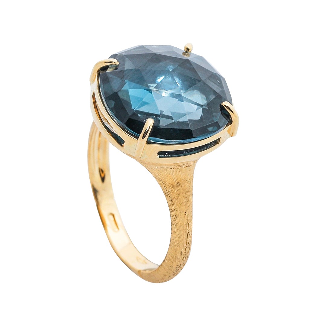 18K Yellow Gold and London Blue Topaz Cocktail Ring
