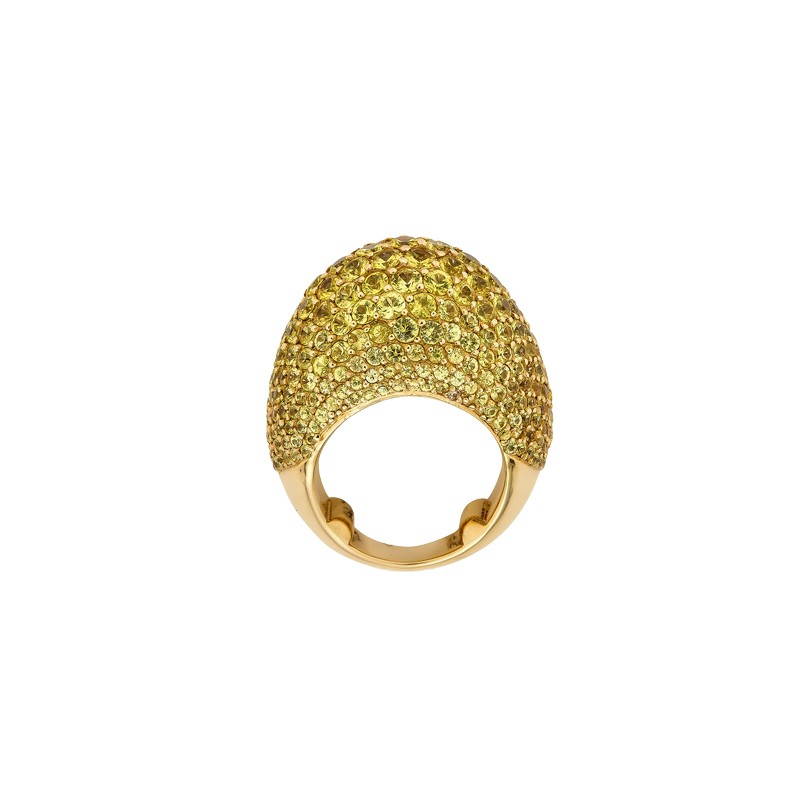 18K Yellow Gold Yellow Sapphire High Dome Ring