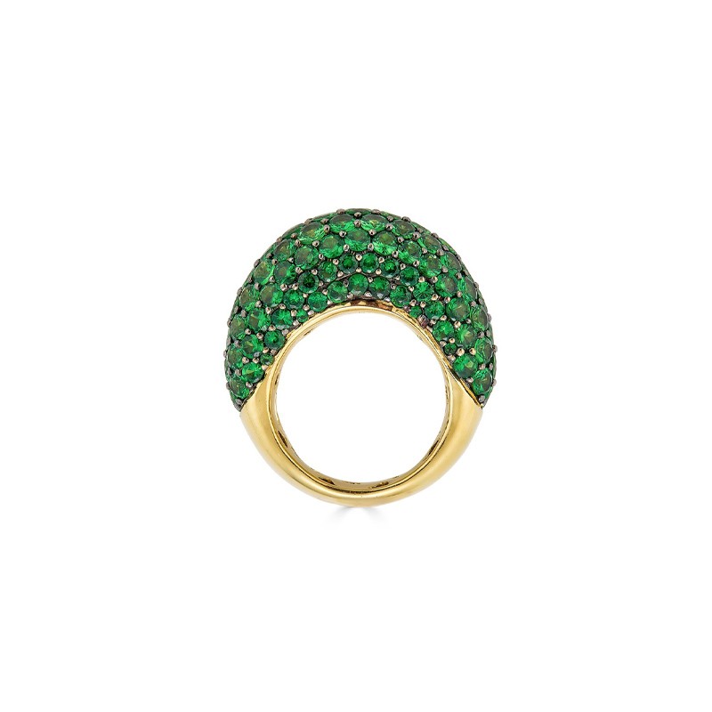 18K Yellow Gold Tsavorite Dome Ring