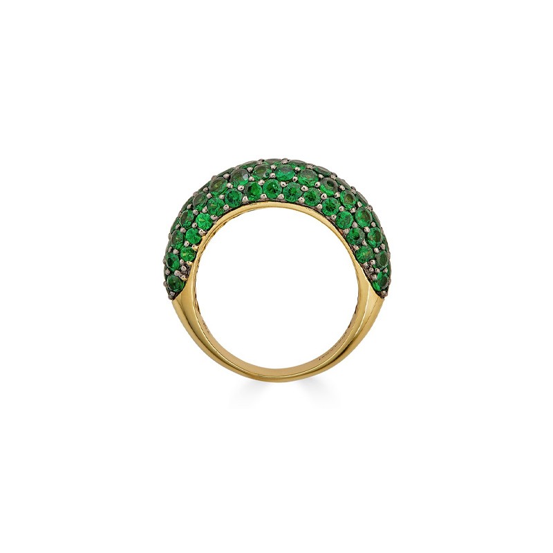 18K Yellow Gold Tsavorite Small Dome Ring