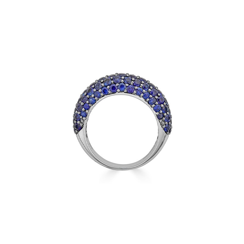 18K White Gold Sapphire Small Dome Ring