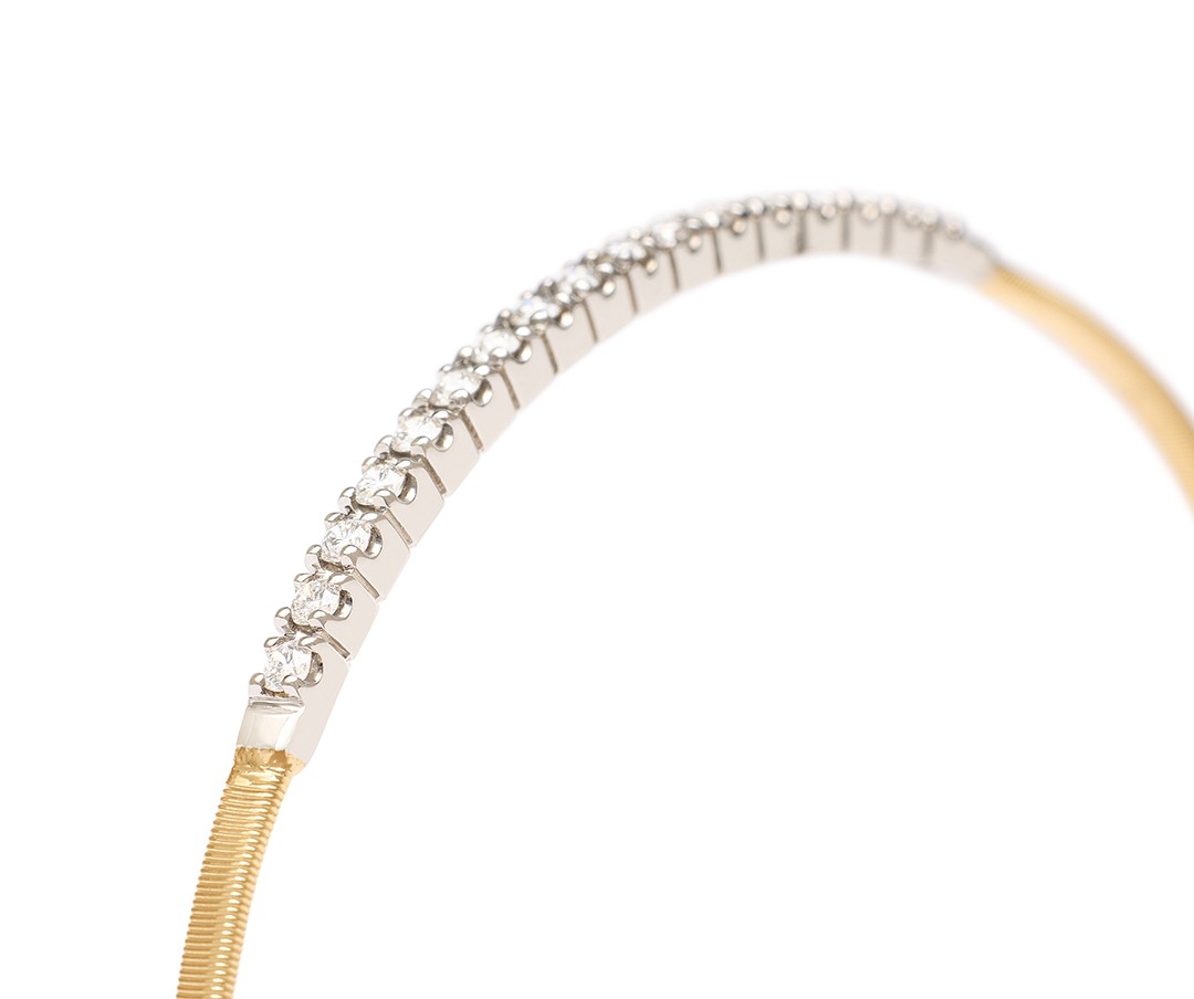 18K Yellow Gold Small Stackable Bracelet With Diamond Bar