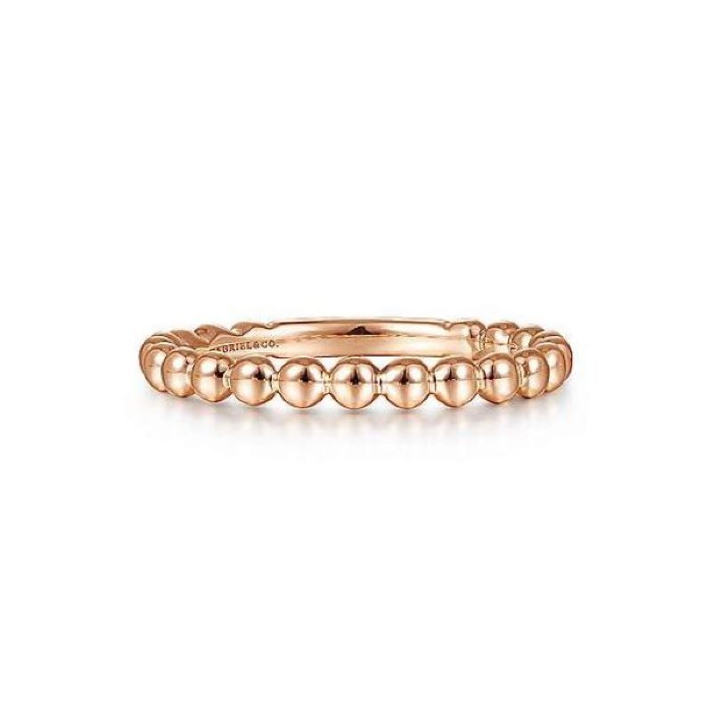 14k Rose Gold Polished Bead Stack Ring