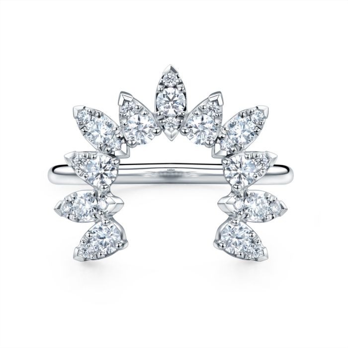 18k White Gold Aerial Sunburst Diamond Ring