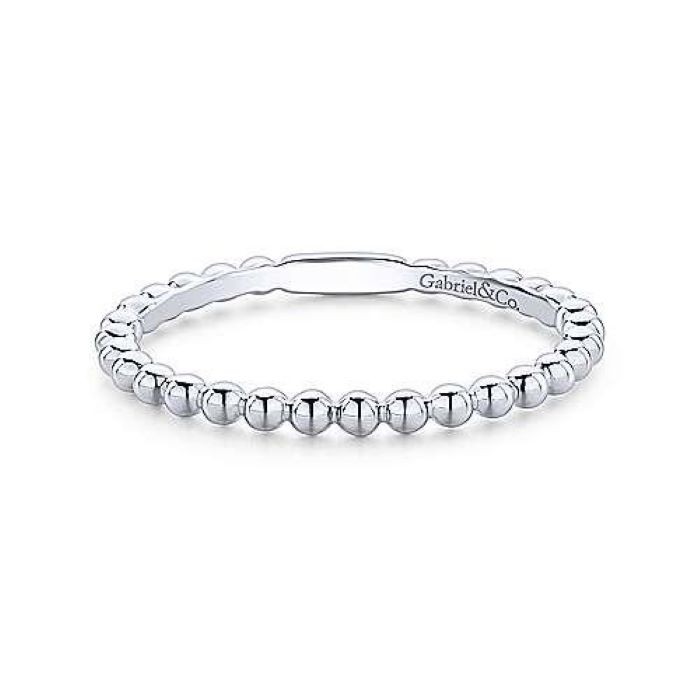 14k White Gold Polished Bead Stack Ring