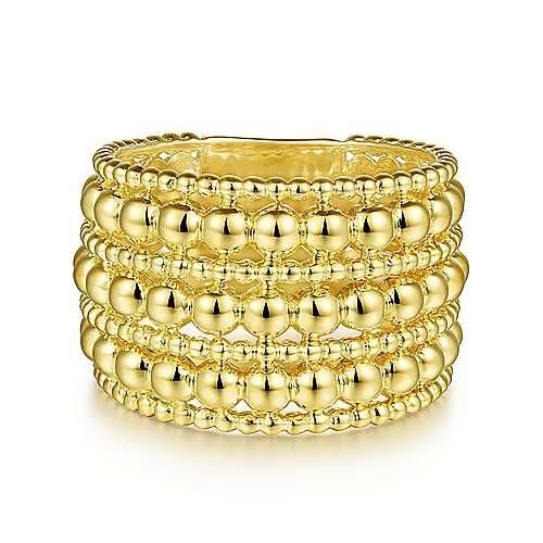 14k Yellow Gold Bujukan 7 Row Beaded Ring