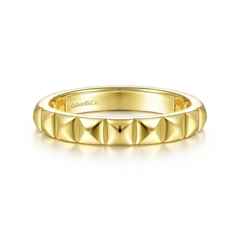 14k Yellow Gold Contemporary Pyramid Stud Ring