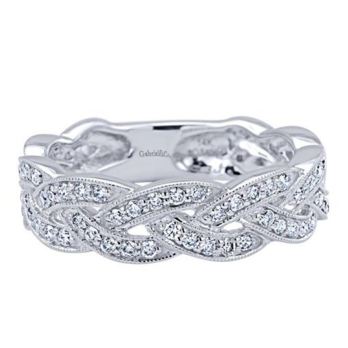 14k White Gold 2 Row Braided Ring
