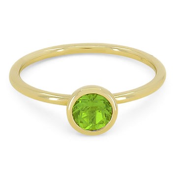 14k Yellow Gold 5mm Bezel Round Peridot Stack Ring