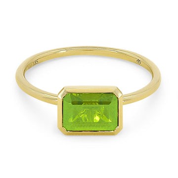 14k Yellow Gold Bezel Rectangle Peridot Stack Ring