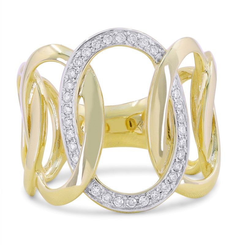 14k Two Tone Interlocking Open Oval Link Ring