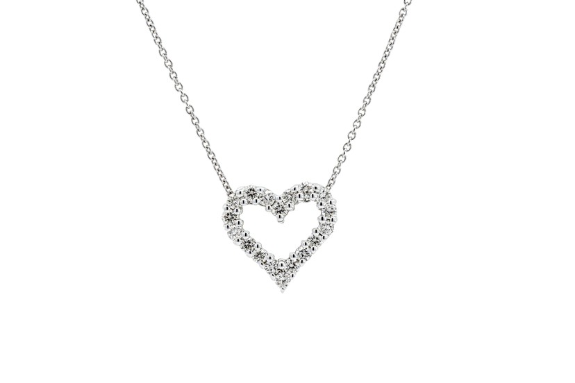14K White Gold Small Diamond Heart Necklace