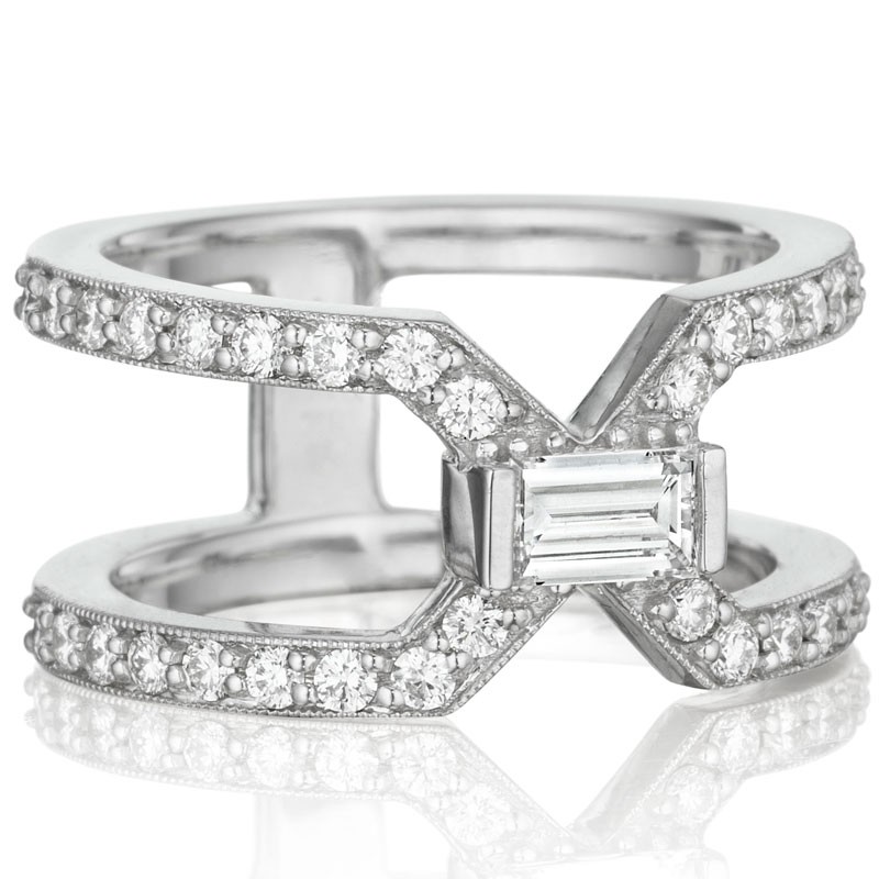 Modern Geometric White Gold Ring