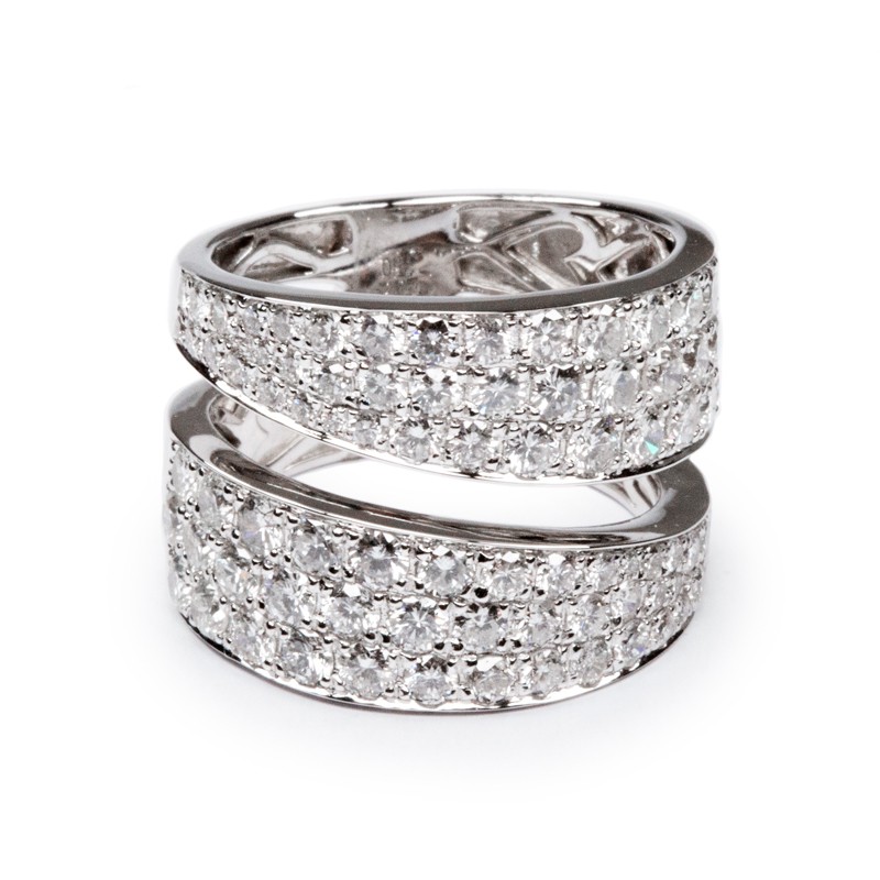 18k White Gold Wide Split Diamond Ring