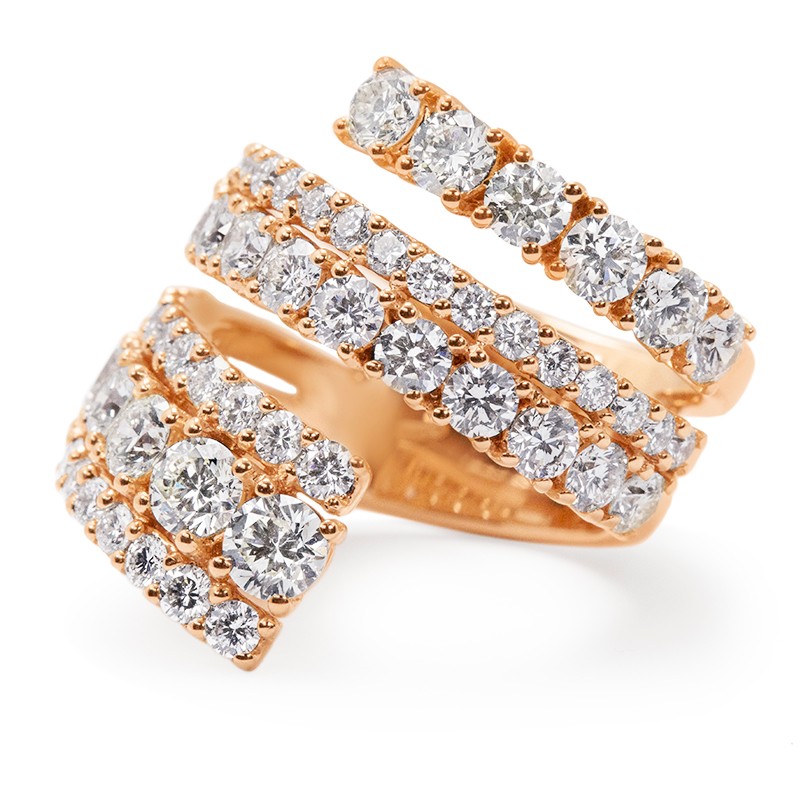 Rose Gold Split Bypass Ring with Diamonds