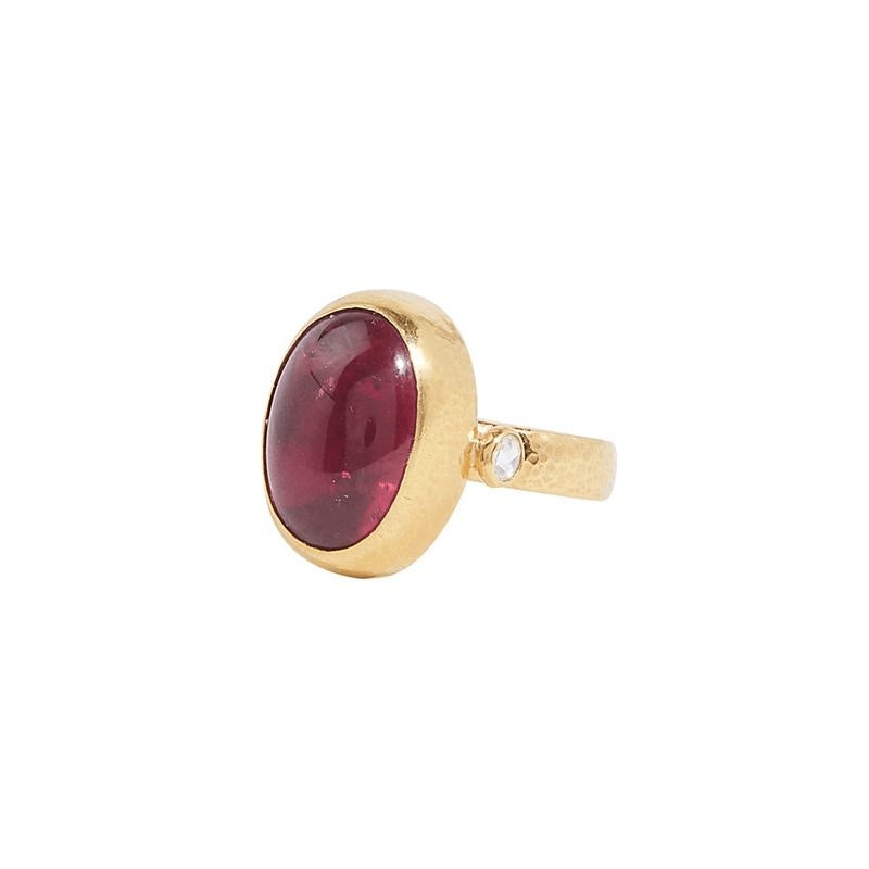 24k Yellow Gold Pink Tourmaline Ring