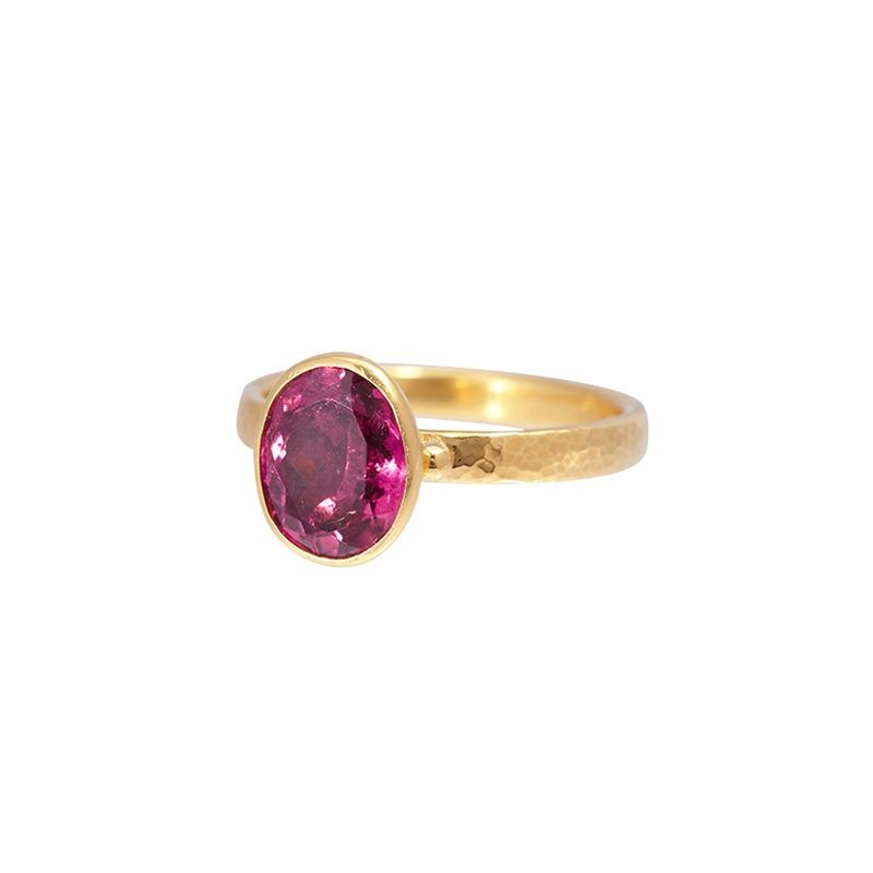 24k Yellow Gold Pink Tourmaline Ring