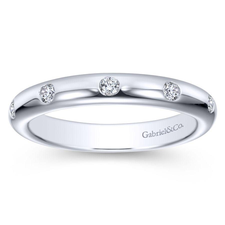14K White Gold Flush Set Diamond Eternity Band