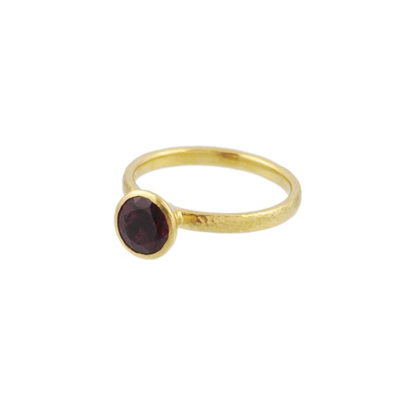 24k Yellow Gold Round Rhodalite Ring