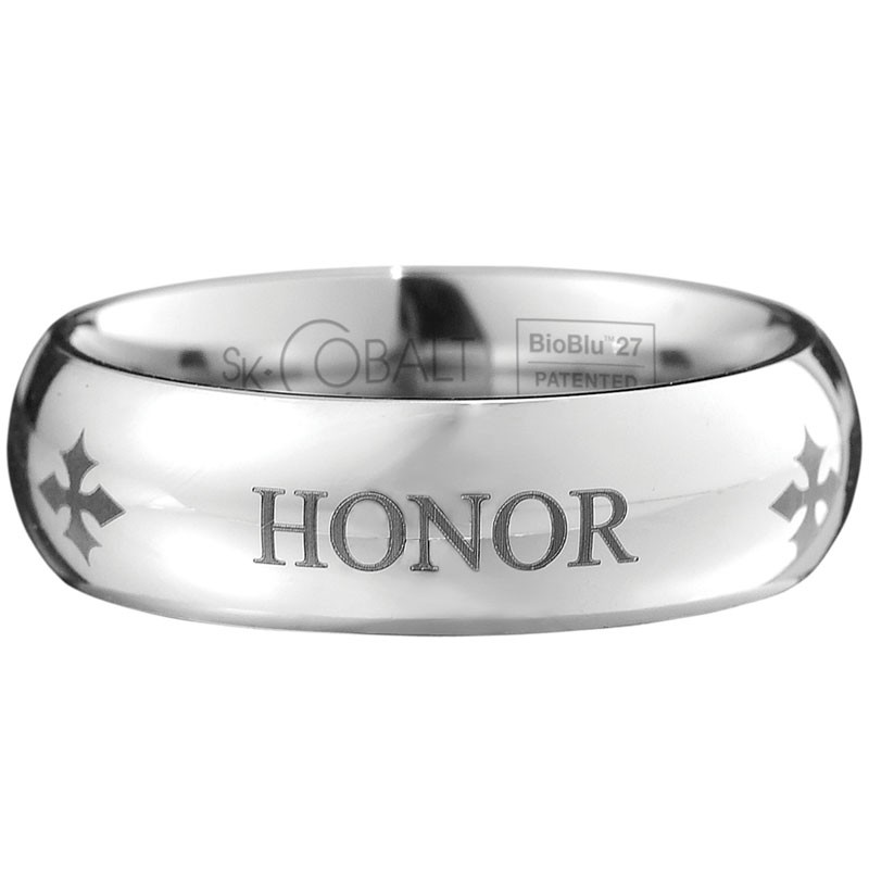 Cobalt Dome with Code Wedding Band