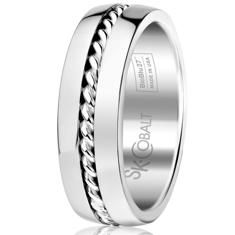 Cobalt with Center Braid Wedding Band
