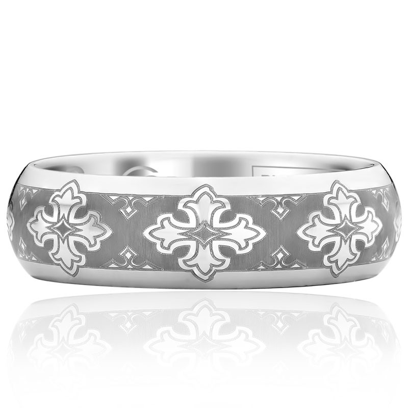 Cobalt Domed Satin Finish Devout Wedding Band