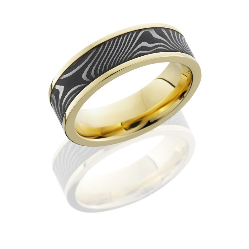 18k Yellow Gold Damascus Wedding Band