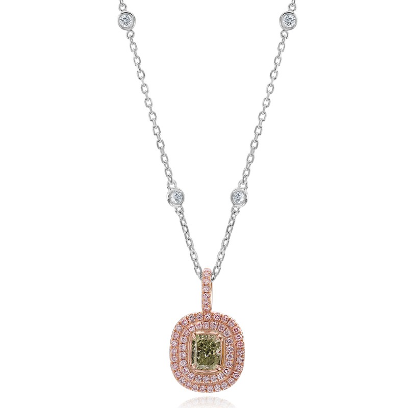 Double Frame Green Diamond Necklace