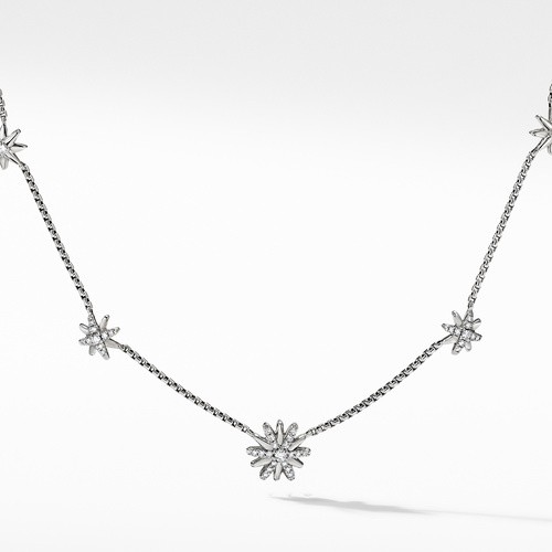 Starburst Station Chain Necklace with Diamonds