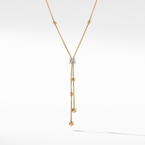 Petite Helena Y Necklace in 18K Yellow Gold with Diamonds