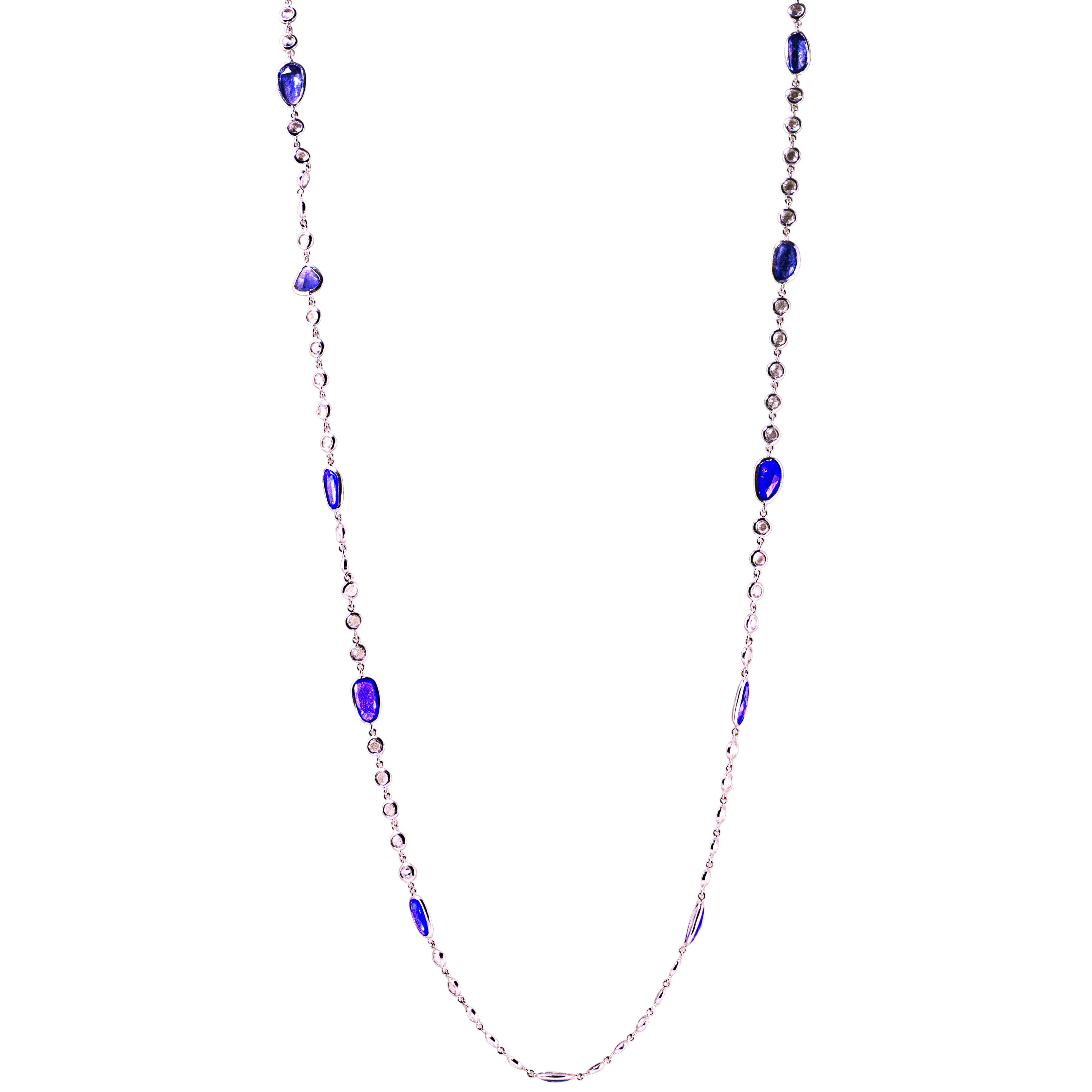 18k White Gold Sapphire and Diamond Necklace