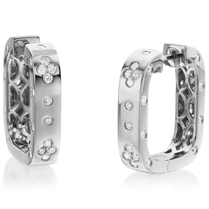 18k White Gold Diamond Square Earrings