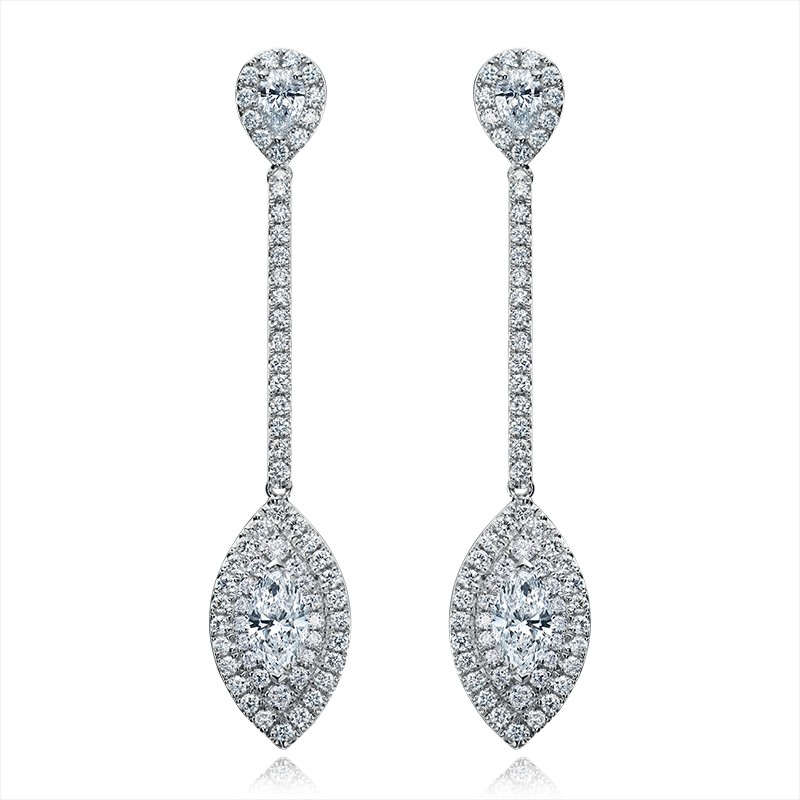 White Gold Marquise Cut Diamond Earrings