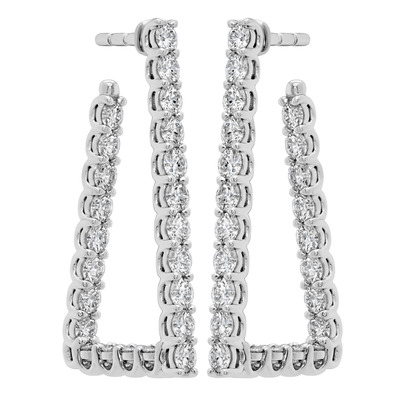 White Gold Signature Open Triangle Diamond Hoops
