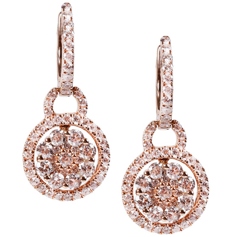 18k Rose Gold and Diamond Cluster Huggie Earring