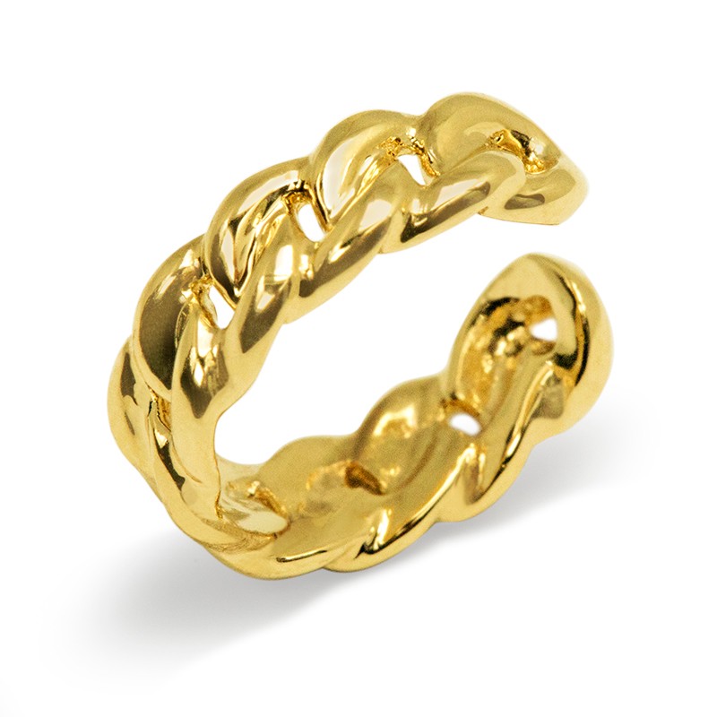 14k Yellow Gold Chain Link Hoop Ear Cuff