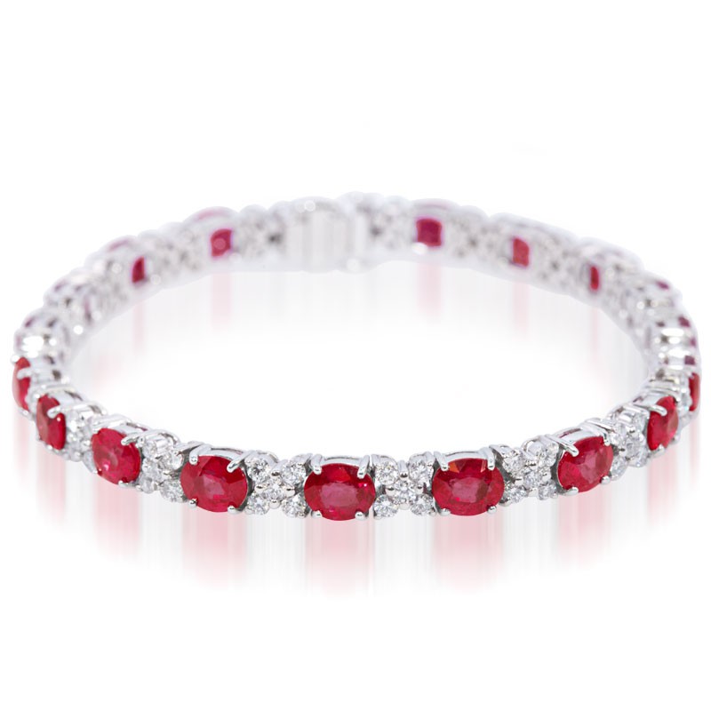 White Gold Diamond and Ruby Bracelet