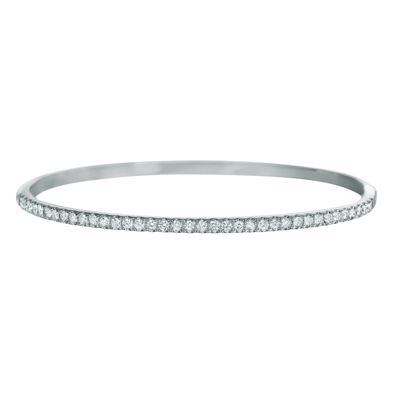18k White Gold Single Row Diamond Bangle