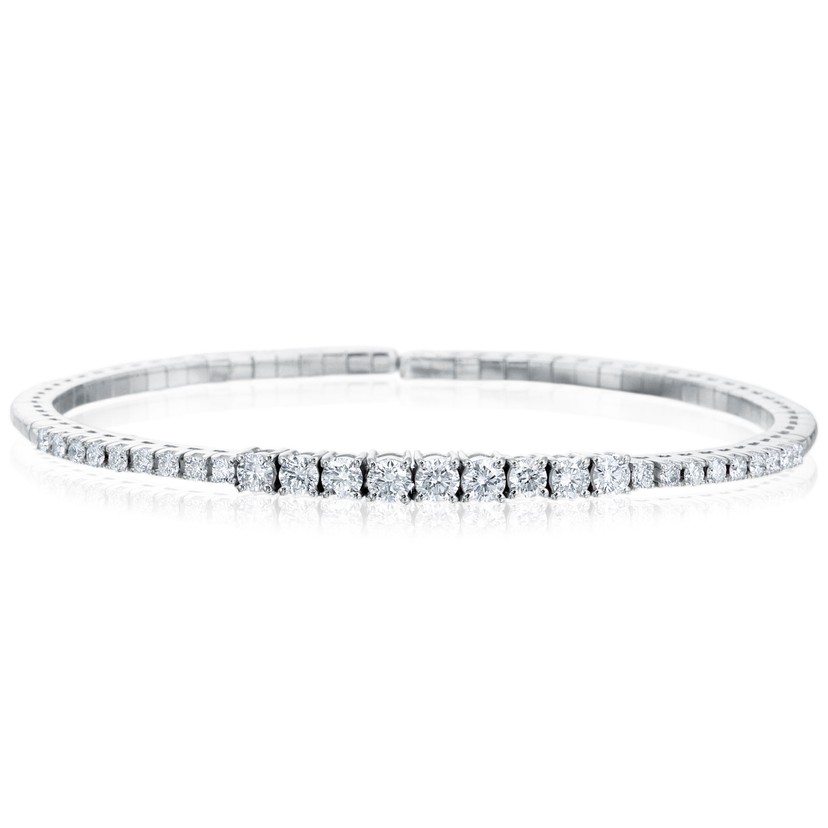 18k White Gold Round Diamond Bracelet