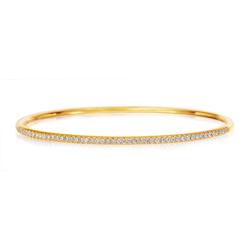 Yellow Gold Thin Diamond Bangle